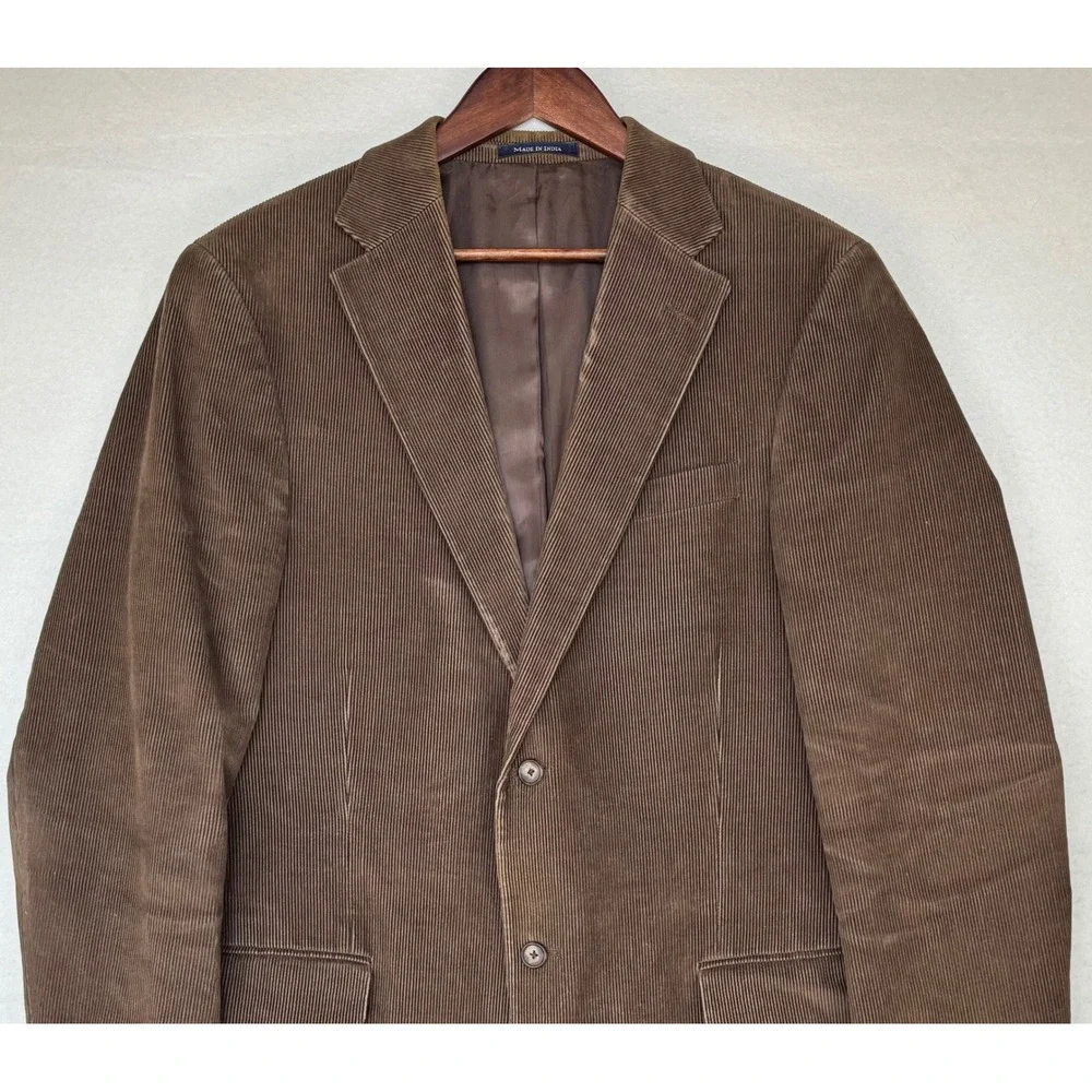 VTG LANDS' END Brown Corduroy Blazer Sport Coat Jacket Men's Office‎ Work 42L